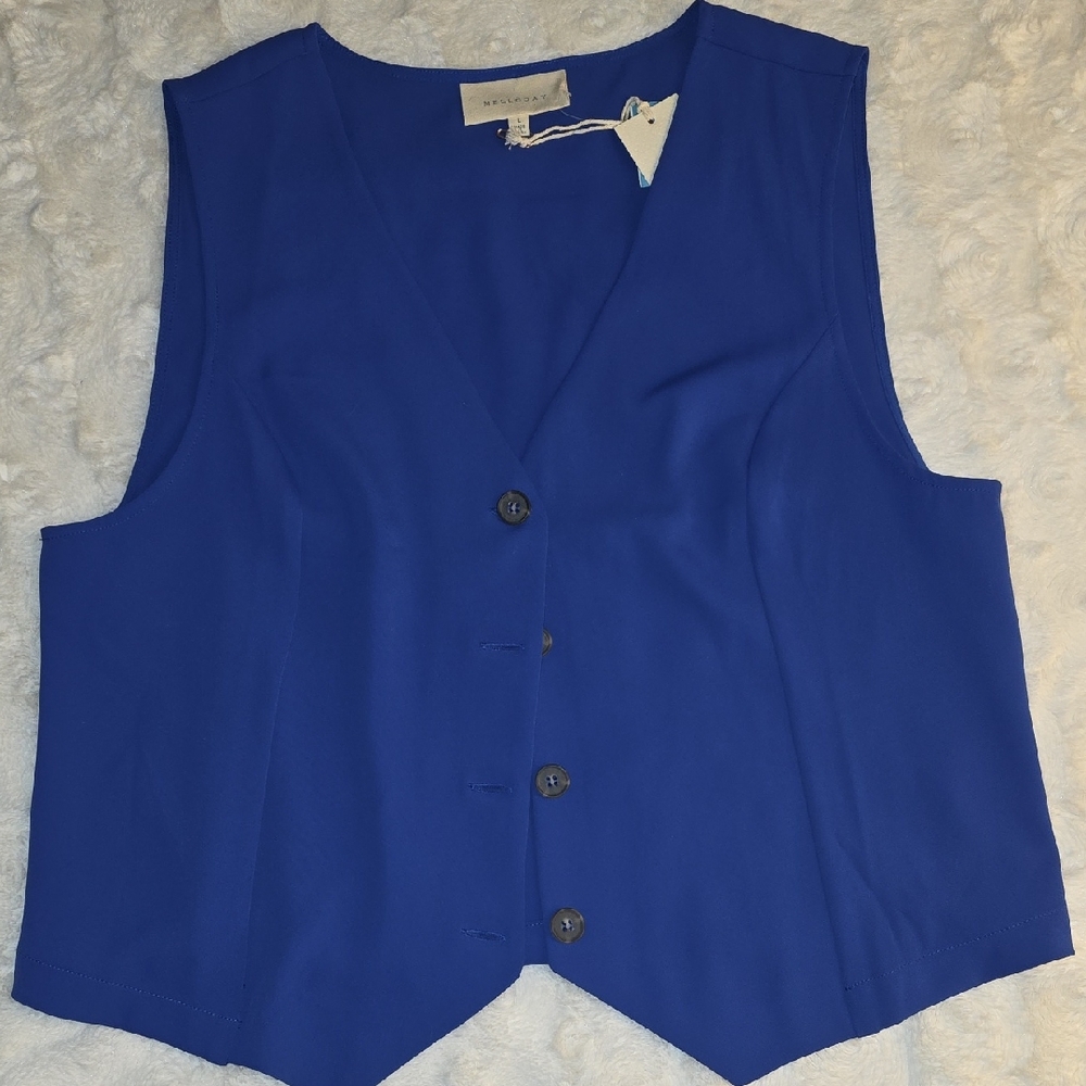 MELLODAY Royal Blue Button-Down Vest